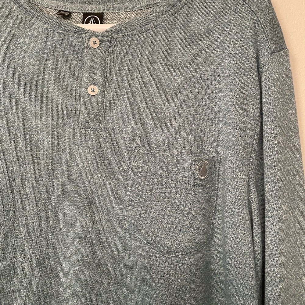 Volcom Mens Sweater Button Mint Green Warm - Picture 2 of 3